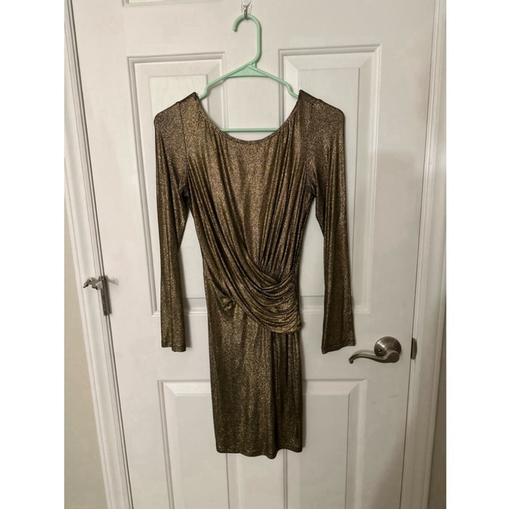 Women's Gold Bodycon Low Back Dress